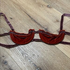 For Love And Lemons Velvet Burgundy Bra